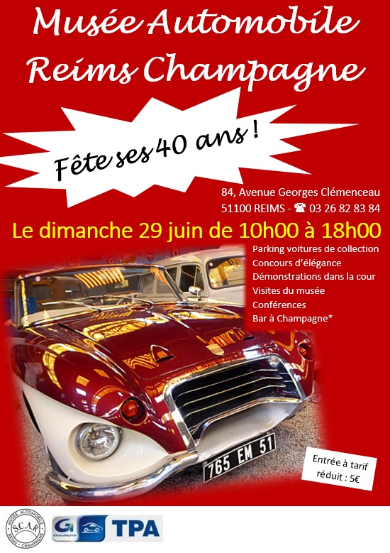 affiche de40 ans du Musée Automobile de Reims