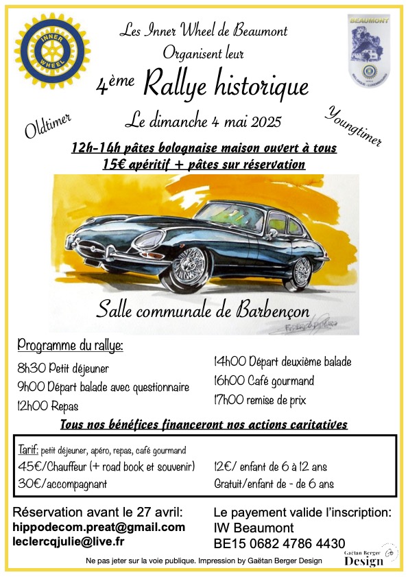 affiche de4ème Rallye Historique des Inner Wheel de Beaumont 